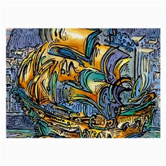 Draculas Ship At Whitby Bay - By Larenard Large Glasses Cloth (2 Sides) by LaRenard