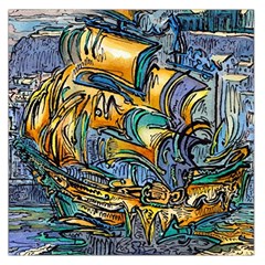 Draculas Ship At Whitby Bay - By Larenard Large Satin Scarf (square) by LaRenard