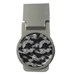 Black And White Cracked Abstract Texture Print Money Clips (Round)  Front