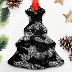 Black And White Cracked Abstract Texture Print Ornament (christmas Tree)  by dflcprintsclothing