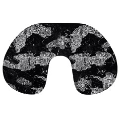 Black And White Cracked Abstract Texture Print Travel Neck Pillow by dflcprintsclothing