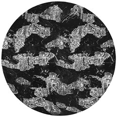 Black And White Cracked Abstract Texture Print Wooden Puzzle Round by dflcprintsclothing