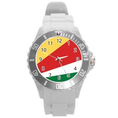 Seychelles Flag Round Plastic Sport Watch (l) by FlagGallery