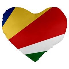 Seychelles Flag Large 19  Premium Flano Heart Shape Cushions by FlagGallery