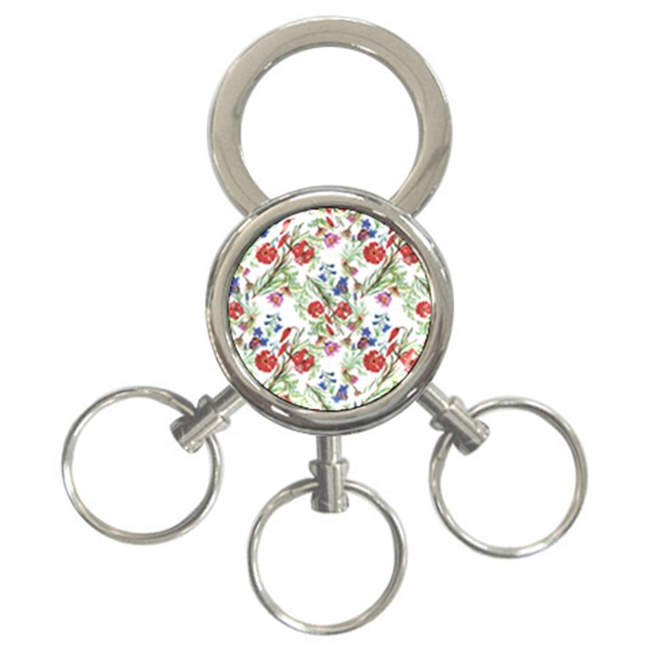 Flowers pattern 3-Ring Key Chain