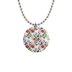 Flowers Pattern 1  Button Necklace