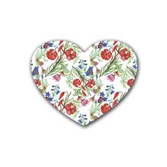 Flowers Pattern Rubber Coaster (heart) 