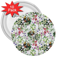 Green Flora 3  Buttons (10 Pack)  by goljakoff