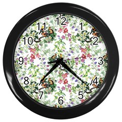 Green Flora Wall Clock (black) by goljakoff