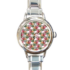 Flowers Pattern Round Italian Charm Watch