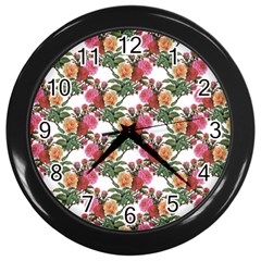 Flowers Pattern Wall Clock (black) by goljakoff