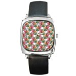 Flowers pattern Square Metal Watch Front