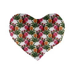 Flowers Pattern Standard 16  Premium Heart Shape Cushions by goljakoff