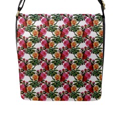 Flowers Pattern Flap Closure Messenger Bag (l) by goljakoff