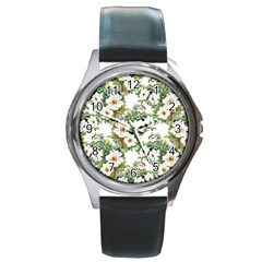 Summer Flowers Round Metal Watch by goljakoff