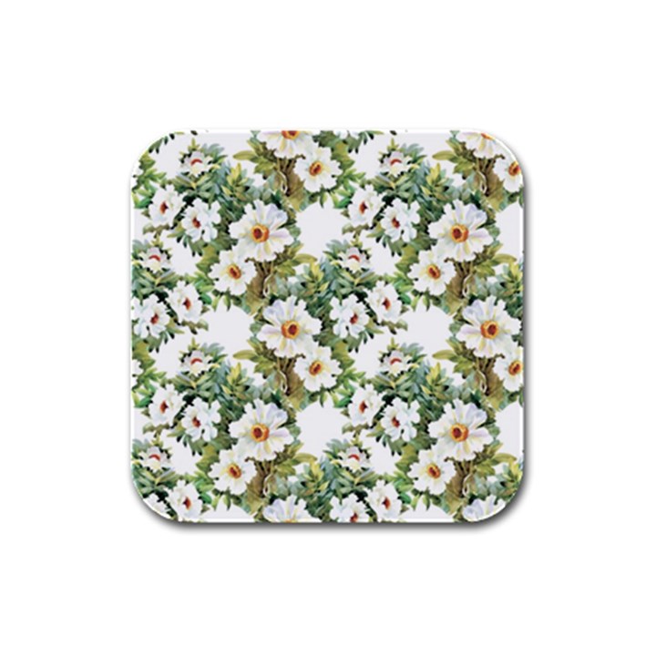 Summer flowers Rubber Square Coaster (4 pack) 