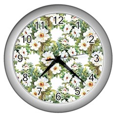 Summer Flowers Wall Clock (silver) by goljakoff