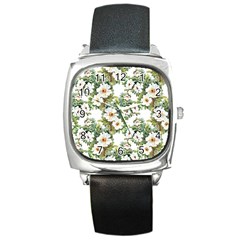 Summer Flowers Square Metal Watch by goljakoff