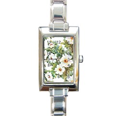 White Flowers Rectangle Italian Charm Watch by goljakoff