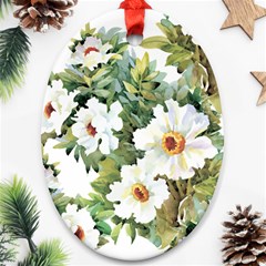 White Flowers Ornament (oval) by goljakoff