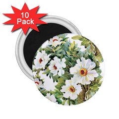 White Flowers 2 25  Magnets (10 Pack)  by goljakoff