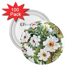 White Flowers 2 25  Buttons (100 Pack)  by goljakoff