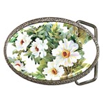 White flowers Belt Buckles Front