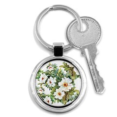 White Flowers Key Chain (round) by goljakoff