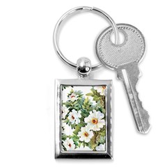 White Flowers Key Chain (rectangle) by goljakoff