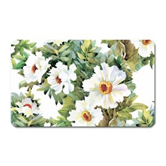 White Flowers Magnet (rectangular) by goljakoff