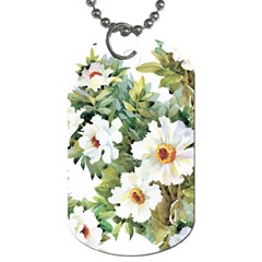 White Flowers Dog Tag (one Side) by goljakoff