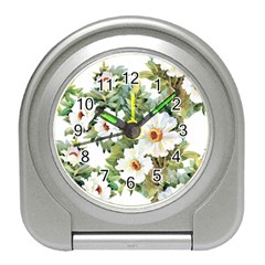 White Flowers Travel Alarm Clock by goljakoff