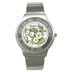 White Flowers Stainless Steel Watch by goljakoff