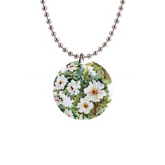 White Flowers 1  Button Necklace by goljakoff