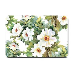 White Flowers Small Doormat  by goljakoff