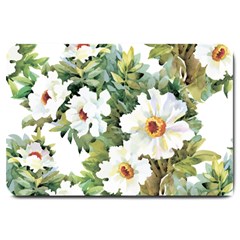 White Flowers Large Doormat  by goljakoff