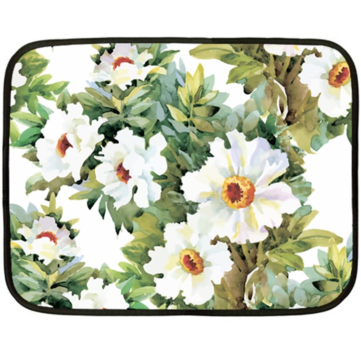 White flowers Double Sided Fleece Blanket (Mini) 