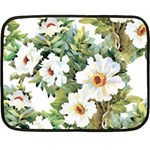 White flowers Double Sided Fleece Blanket (Mini)  35 x27  Blanket Back