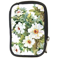 White Flowers Compact Camera Leather Case by goljakoff