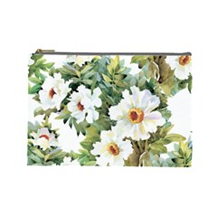 White Flowers Cosmetic Bag (large) by goljakoff