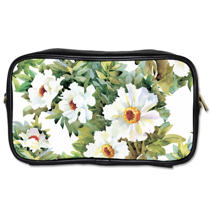 White flowers Toiletries Bag (One Side)