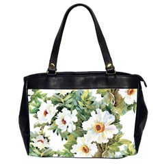 White Flowers Oversize Office Handbag (2 Sides) by goljakoff