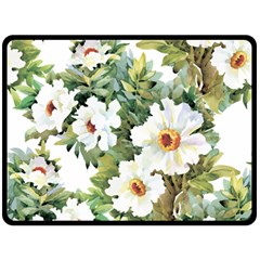 White Flowers Fleece Blanket (large)  by goljakoff