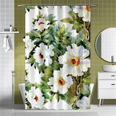 White Flowers Shower Curtain 48  X 72  (small)  by goljakoff