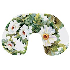 White Flowers Travel Neck Pillow by goljakoff