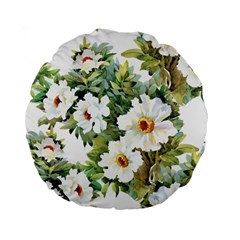 White Flowers Standard 15  Premium Flano Round Cushions by goljakoff