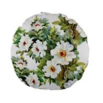 White flowers Standard 15  Premium Flano Round Cushions Front