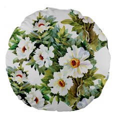 White Flowers Large 18  Premium Flano Round Cushions by goljakoff