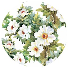 White Flowers Wooden Puzzle Round by goljakoff