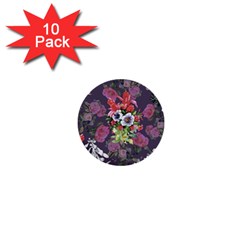 Purple Flowers 1  Mini Buttons (10 Pack)  by goljakoff